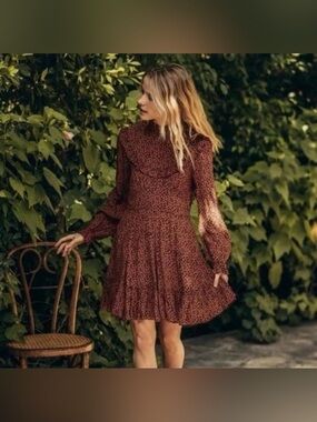 DÔEN Mini Floral Minuit Dress in Cherry Willow